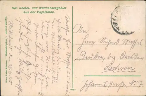 Kochel am See Landkarten-Ansichtskarte: Kochel- u. Walchenseegebiet 1915