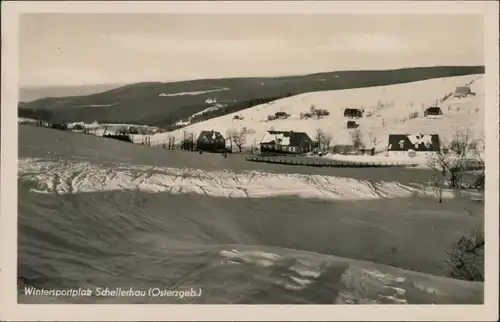 Schellerhau-Altenberg (Erzgebirge) Blick auf den Ort im Winter 1954