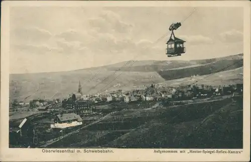 Ansichtskarte Oberwiesenthal Schwebebahn und Stadt 1923 