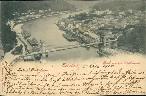 Tetschen-Bodenbach Decín Blick von der Schäferwand auf die Stadt 1900 