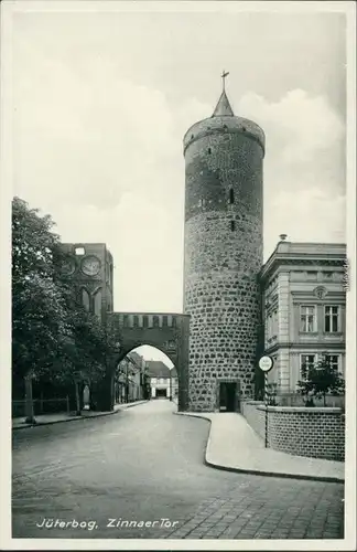 Ansichtskarte Jüterbog Zinnaer Tor - Straßenpartie 1936 