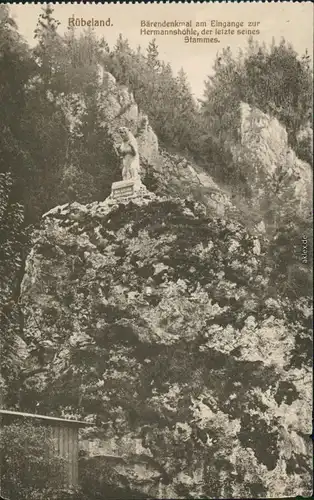 Ansichtskarte Rübeland Bärendenkmal am Eingang der Hermannshöhle 1914