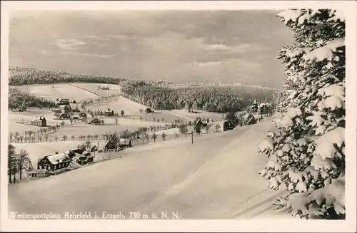 Ansichtskarte Rehefeld-Altenberg (Erzgebirge) Blick auf den Ort im Winter 1932