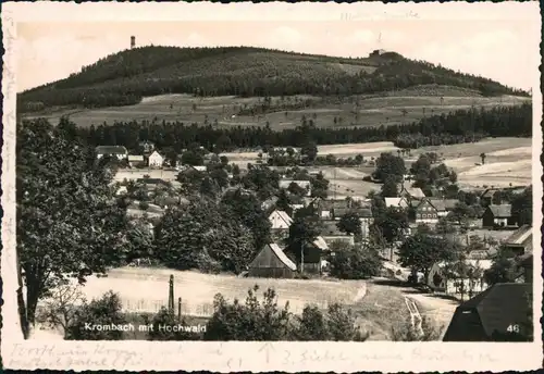 Ansichtskarte Krombach Krompach Blick auf den Ort mit Hochwald 1940