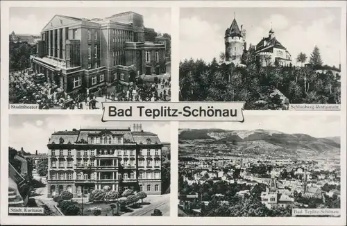 Teplitz - Schönau Teplice Stadttheater, Schloßberg-Restaurant,  1938