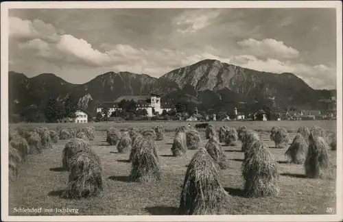 Ansichtskarte Schlehdorf Blick auf den Ort mit Jochberg 1938