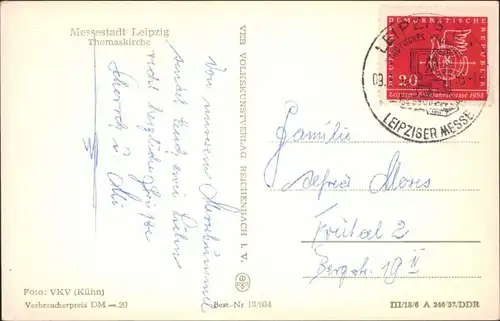 Ansichtskarte Leipzig Thomaskirche 1957