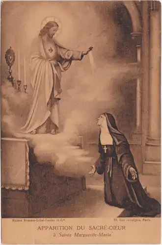 Ansichtskarte  Apparttion du Sacré-cœr à Sainte Marguerite-Marie 1910