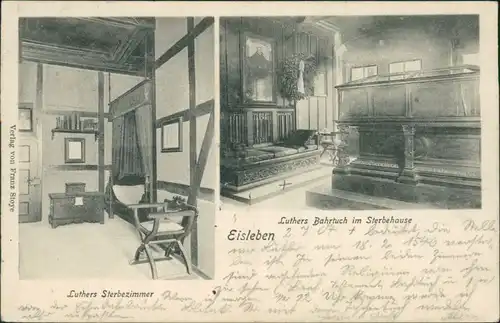 Ansichtskarte Eisleben Luthers Sterbehaus - Sterbezimmer 2 Bild  1904