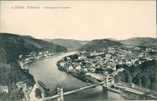 Ansichtskarte Obergrund Horní Podluží Panorama-Ansicht mit Brücke 19122