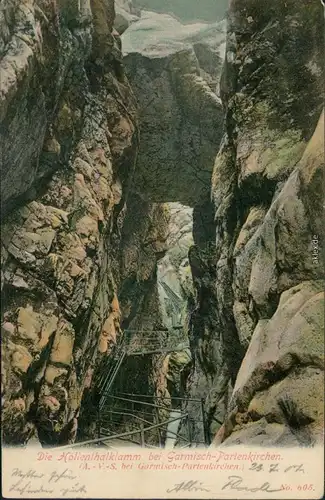 Ansichtskarte Garmisch-Partenkirchen Höllentalklamm 1907