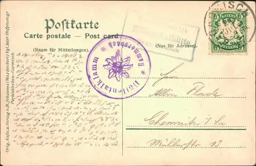 Ansichtskarte Garmisch-Partenkirchen Höllentalklamm 1907