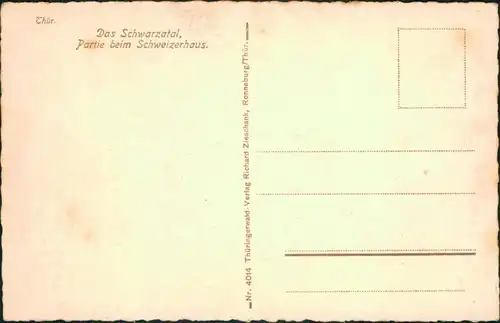 Ansichtskarte Schwarzburg Partie beim Schweizerhaus-Schwarzatal 1929