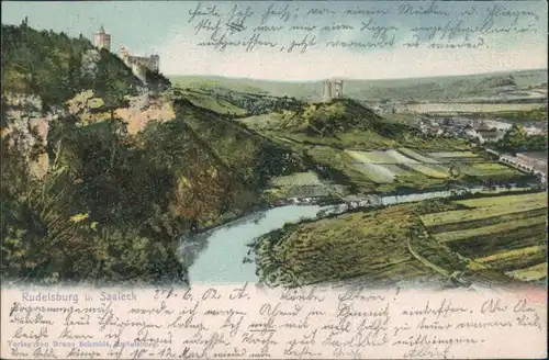 Ansichtskarte Bad Kösen Rudelsburg und Burg Saaleck 1902