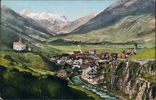 Ansichtskarte Andermatt Blick auf den Ort mit Hospenthal 1911