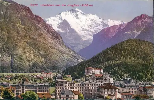 Ansichtskarte Lauterbrunnen Blick auf die Stadt mit Jungfrau (Berg) 1911