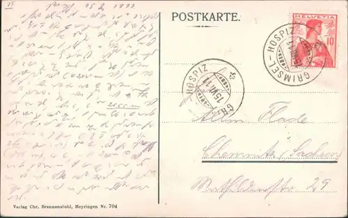 Ansichtskarte Berner Voralpen Nägelisgrätli - See mit Galenstock 1911