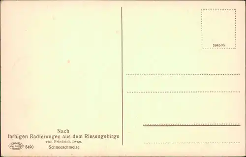  Künstlerkarte v. F. Iwan "Schneeschmelze im Riesengebirge" 1936