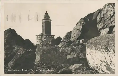 Schmitten (Hochtaunus) Großer Feldberg mit Turm u. Brunhildisfelsen 1936