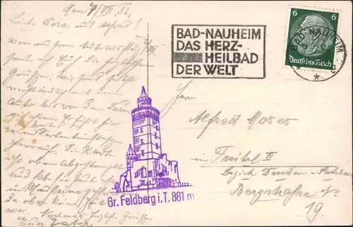 Schmitten (Hochtaunus) Großer Feldberg mit Turm u. Brunhildisfelsen 1936