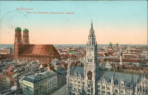 Ansichtskarte München Frauenkirche und Rathaus 1909