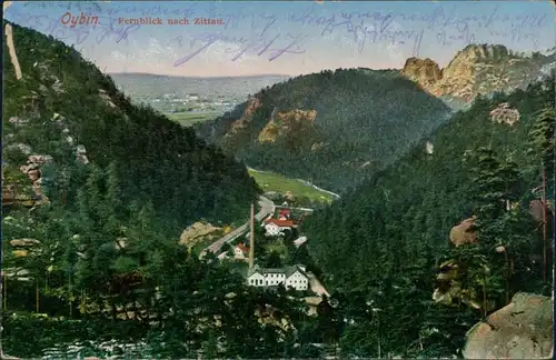 Ansichtskarte Oybin Fernblick nach Zittau 1907