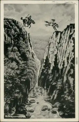 Ansichtskarte Thale (Harz) Roßtrappensprung - Roßtrappensage g1960