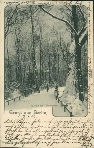 Ansichtskarte Tiergarten-Berlin Partie im Tiergarten 1902