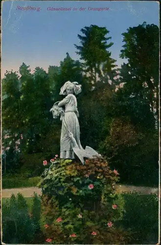 Straßburg Strasbourg Statue "Gänseliesel" in der Orangerie 1918