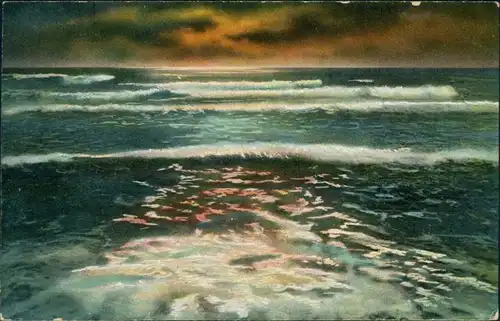 Ansichtskarte  Künstlerkarte: Gemälde "Sonnenuntergang am Meer" 1913