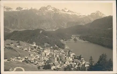 Ansichtskarte St. Moritz Blick auf den Ort 1928