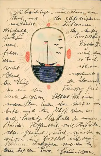 Ansichtskarte  Hangeferigte Künstlerkarte Segelboot 1926 