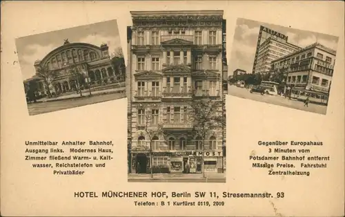 Kreuzberg-Berlin 3 Bild Münchner Hof - Europahaus Stresemannstraße 93 1933 