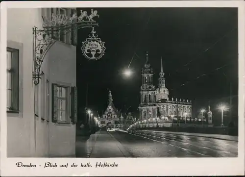 Ansichtskarte Innere Altstadt-Dresden Repro - Kathol. Hofkirche 1944/1955