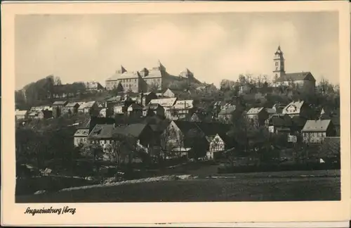 Ansichtskarte Augustusburg Blick auf den Ort 1954