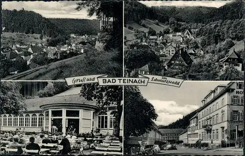 Ansichtskarte Bad Teinach-Zavelstein Panorama, Gaststätte, Straße 1958