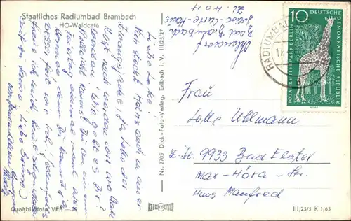 Bad Brambach FDGB Volksheilbad HO Waldcafé g1963
