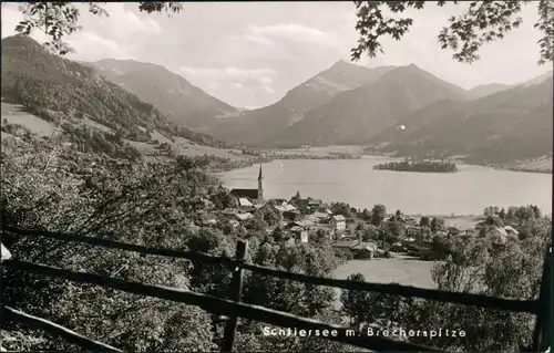Ansichtskarte Schliersee Blick auf den Ort mit Brecherspitze 1962