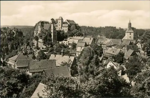 Ansichtskarte Hohnstein (Sächs. Schweiz) Blick auf den Ort mit Burg 1969