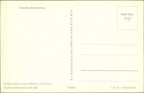 Ansichtskarte Geising-Altenberg (Erzgebirge) Blick auf den Ort 1960