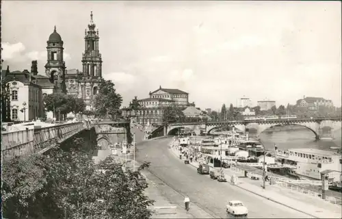 Innere Altstadt Dresden Brühlsche Terrasse Trabbi Dampferanlegestelle g1970