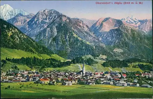Ansichtskarte Oberstdorf (Allgäu) Blick auf den Ort 1913