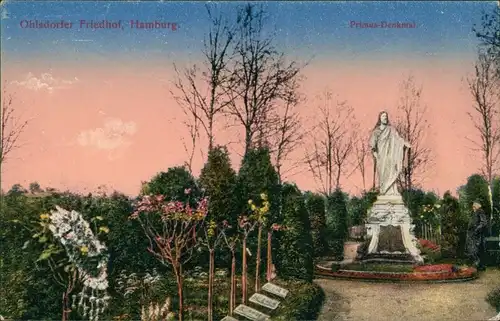 Ansichtskarte Ohlsdorf-Hamburg Friedhof Ohlsdorf, Primus-Denkmal 1918