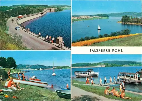 Pöhl Vewrschiedene Ansichten von der Talsperre mit Booten und Stränden 1976