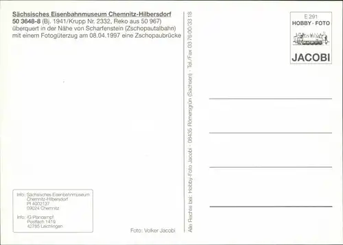 Scharfenstein-Drebach Erzgebirge Dampflokomotive 50 3648-8 Zschopaubrücke 1997