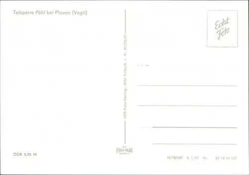 Ansichtskarte Pöhl Talsperre 1977