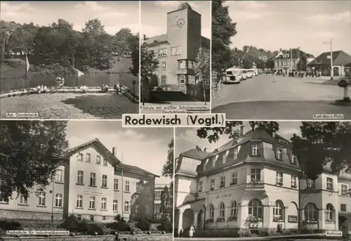 Rodewisch (Vogtland) Gondelteich, Schule, Karl-Marx-Platz 1974