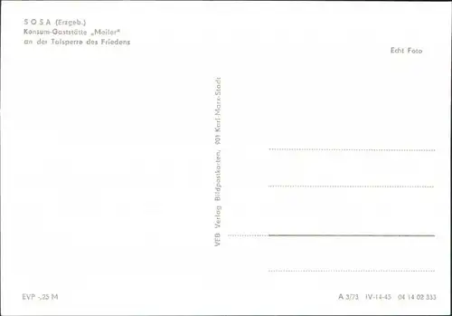 Sosa (Erzgebirge) Eibenstock Konsum Gaststätte Meiler an   1973