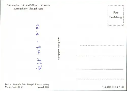 Antonsthal-Breitenbrunn (Erzgebirge) Sanatorium für natürliche  2 1974