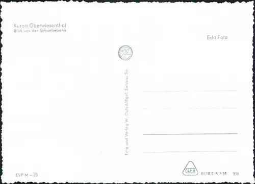 Ansichtskarte Oberwiesenthal Fichtelberg-Schwebebahn 1968